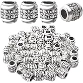 Aylifu 50pcs Antique Silver Large Hole Spacer Beads Alloy European Style Tube Bead Spacer Tibetan Beads Column Spacers Jewelry Spacer Charms for DIY Bracelet Jewelry Crafts Making, Hole: 5mm
