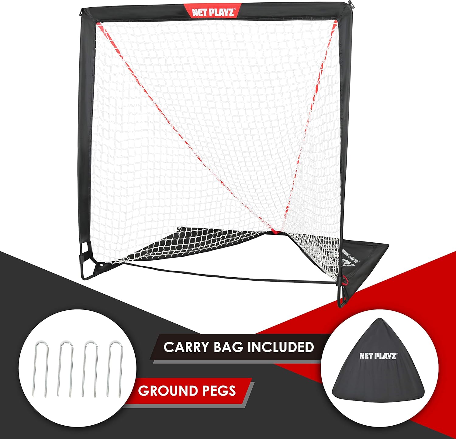 NET PLAYZ Kids Lacrosse Goal - Backyard Training, Practice & Exercise | Portable Lacrosse Net, Equipment & Gear, NOH445402020, Black : Sports & Outdoors