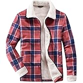 Fozexi Women's Sherpa Lined Jackets Sherpa Turn-Down Collar Full Zip Fleece Flannel Jacket for Women Trendy