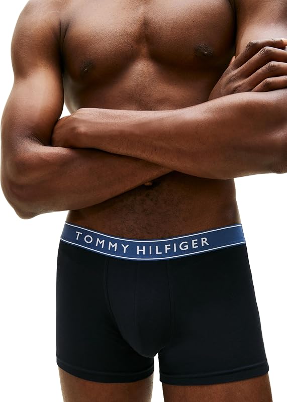 Herren 3er Pack Boxershorts Trunks aus Baumwolle mit Stretch, Schwarz (Ple Pnk/Ant Slver/Aeg Sea), XL