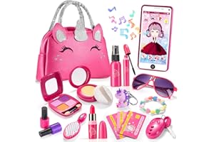 WESAYEE Toddler Purses for Little Girls Age 3 4 5 6 Year Old, Kids Play Purse with Accessories & Handbags, Pretend Makeup Kit for Toddlers, Unicorn Gift Toys Princess Set