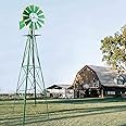 HAHASOLE 8ft Garden Windmill, Heavy Duty Durable Metal Weather Vane for Backyard, Ornamental Windmill for Yard Weather Resistant (Green, 8FT)