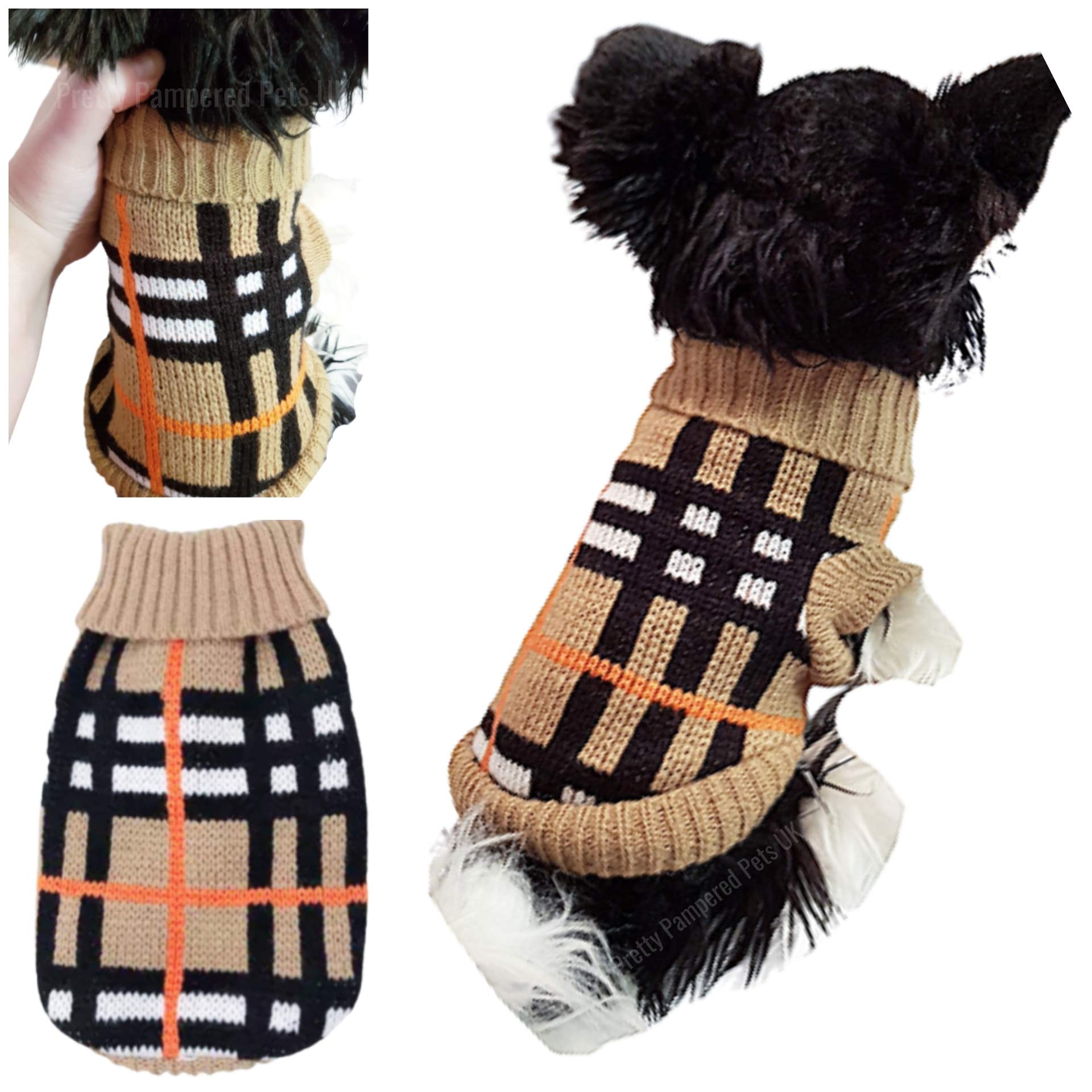 Chihuahua Clothes Puppy Plaid Dog Coat Knit Jumper Cosy Tiny Toy Teacup Sized Smaller Breeds XXXS XXS XS (Tartan, XXXS)