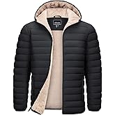 TACVASEN Men's Puffer Jacket Hooded Sherpa Lined Water Resistant Windproof Insulated Jacket Warm Winter Puffy Coat