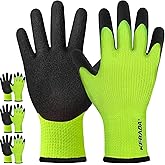 Kebada T3 Winter Work Gloves for Men and Women, Warm Knit Cold Weather Work Gloves, Thermal Insulated Freezer Gloves, 100% Latex Coating Non-slip Grip, Long Wrist Design, 3 Pairs, Green, Large