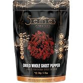 5Senses Whole Ghost Peppers, Bhut Jolokia, Single Origin, 50 Gram /1.75 Oz | Premium Single Origin Ghost Peppers (Bhut Jolokia) With Extreme Heat For Hot Sauce, Chili Oil, Cooking And Seasoning.