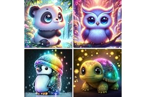 FLAJZ Paint by Numbers Kit for Kids, 4 Pack Easy Kids Paint by Number Kits Age 5-8, DIY Color Canvas Painting for Kid Ages 4-12, Cute Animal Oil Painting Suitable for Home Decoration, 8x8 Inch