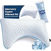 A-Pce Side Sleeper Pillow, Cooling Pillow for Neck Support, Set of 1 | Adjustable Firmness Memory Foam Pillows for Neck and Shoulder Pain Relief, Suitable for Side, Back and Stomach Sleepers
