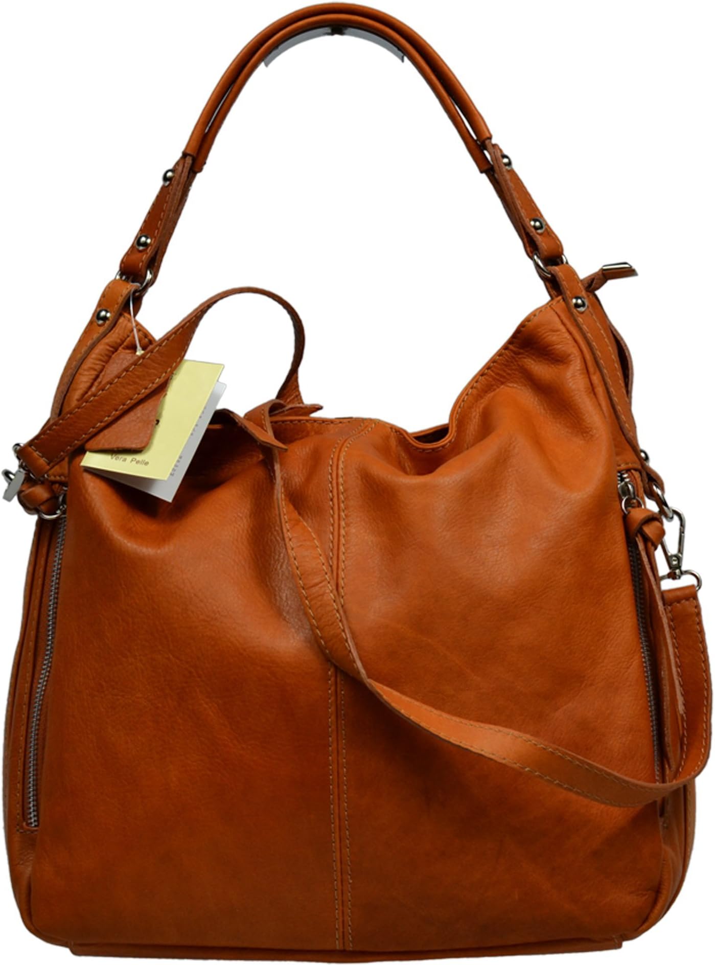 Beautifil practical leather Camel Handbag made of leather Gemma Camel over the shoulder