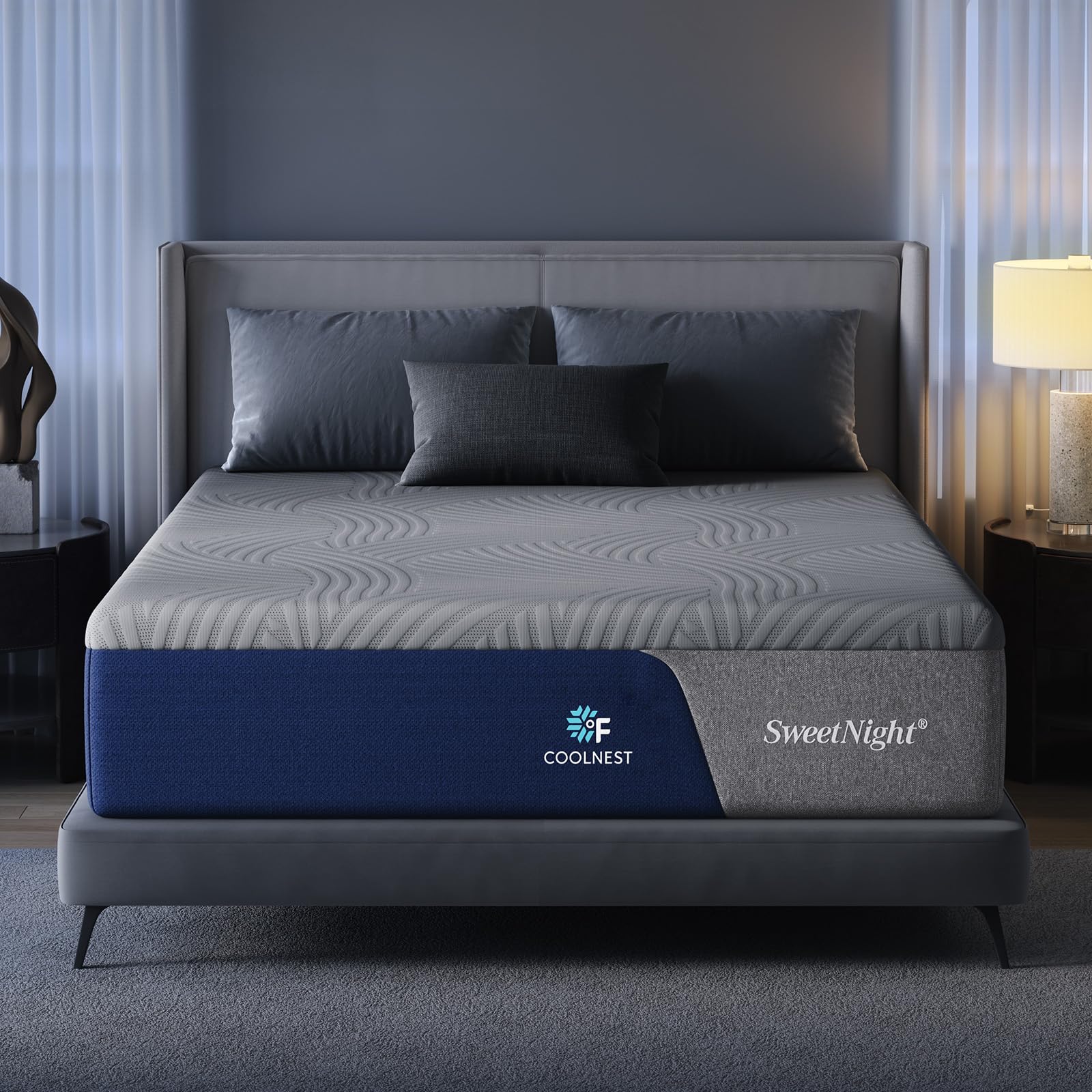 Photo 1 of Sweetnight CoolNest 14 Inch California King Mattress, Cooling Memory Foam Mattress for Cool Night Sleep, 5-Zone Ergo Support for Pressure Relief, Medium, CertiPUR-US Certified