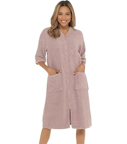 Undercover Ladies Zip Towelling Robe LN728 Wine 20-22 : Clothing, Shoes & Jewelry
