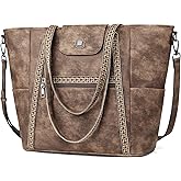 FADEON Large Laptop Tote Bag for Women Designer Leather Laptop Bag Fashion Travel Backpack Purse Shoulder Handbag