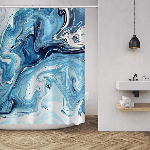 Muatoo Duschvorhang Bad Abstraktes Design Stoffdeko Badezimmer Dekoration Set Mit Haken Casual 72 W X 78 L Marble Blue Mix Amazon De Kuche Haushalt