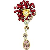 Gifts of The Holy Spirit Devotional Prayer Kit | Red Wooden Beads | Includes Instructions and Information | Great Catholic Gift for First Communion and Confirmation | Made in Italy