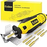 EzzDoo Electric Chainsaw Sharpener Kit - Chain Saw Sharpener Tool | 6 Size Titanium-Coated Bits for All Chains, Beginner-Friendly, Easy and Fast Chainsaw Sharpening Kit, Better than Filing
