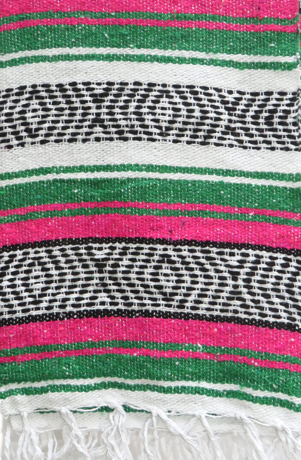 DistinctLook Mexican Falsa Blanket/Throw/Rug, 6 colours HAND LOOMED Recyled Yarn Yoga Meditation Camping Picnic Festival (Pink and Green)