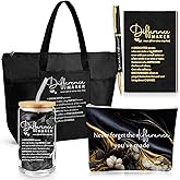 Meanplan 5 Pcs Difference Maker Gifts for Women Employee Appreciation Journal Tumbler Tote Bag Makeup Bag You Make a Difference Pen for Nurse Female Coworker Business(Black,Marble)