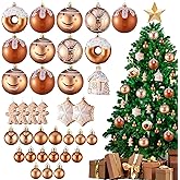 35Pcs Christmas Tree Ornaments Donut Gingerbread Snowflake Shatterproof Gold and White Hanging Ball Pendants for Xmas Winter Bakery New Year Party Decorations