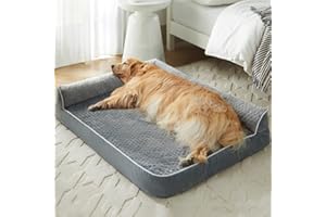 LEXTRO Orthopedic Dog Beds for Large Dogs - Waterproof Sofa Dog Bed with Removable Washable Cover, Waterproof Lining and Anti-Slip Bottom,Pet Bed