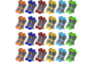 Tsmollyu Boys Socks 24 Pairs Kids Cotton Ankle Sock Breathable Low Cut Athletic Sports Sock