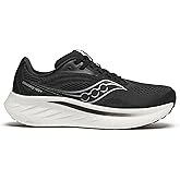 Saucony Women's Ride 18 Sneaker, Black/White, 8