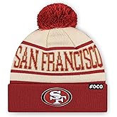 FOCO NFL Primary Team Logo Heritage Stripe Pom Beanie Hat