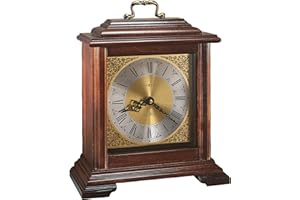 Howard Miller Medford Mantel Clock 612-481 – Windsor Cherry Finish, Classic English Bracket, Brass-Finish Handle, Quartz Dual-Chime Movement