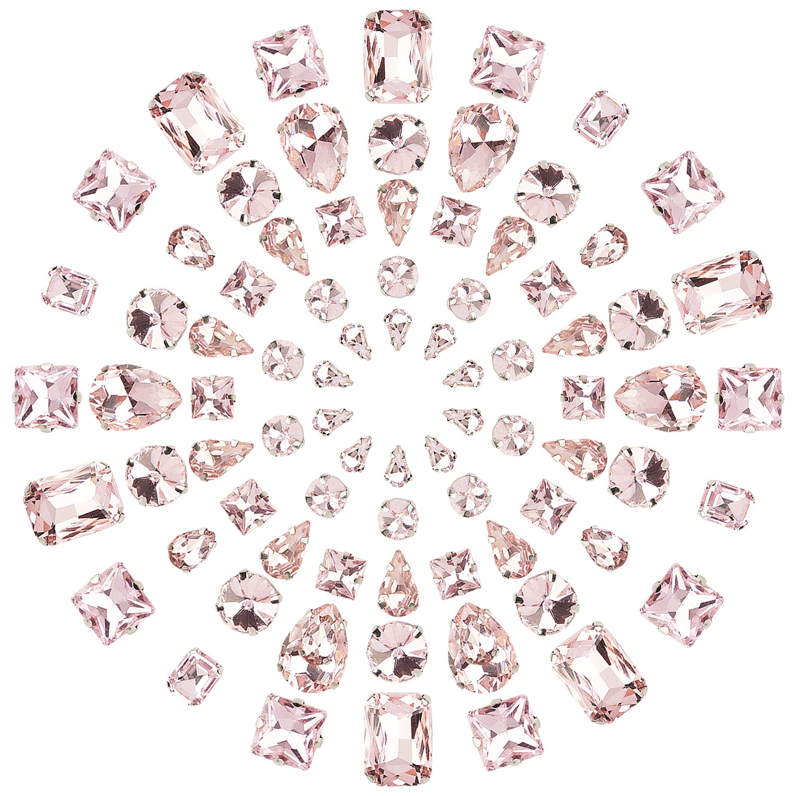GORGECRAFT 100PCS Sew On Rhinestones Tear Drop Crystal Rhinestones Flatback Gemstones for DIY Crafts Jewelry Clothes Bag Shoes Dress,Pink