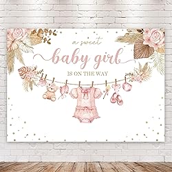 Riyidecor Sweet Girls Baby Shower Backdrop Boho
