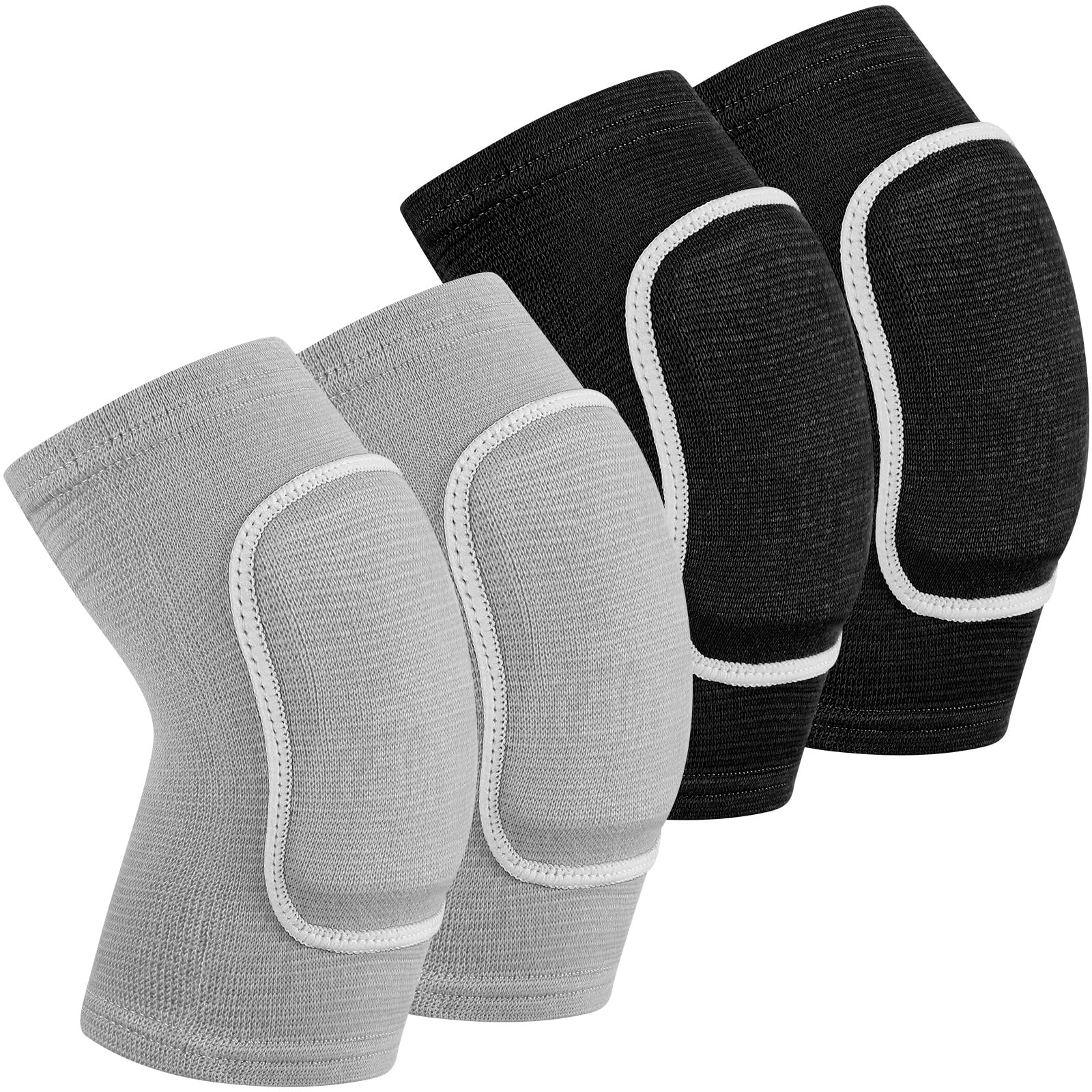 Photo 1 of 2 Pair Elbow Pads Volleyball Sport Breathable Protective Support Gel Pad Arm Compression Sleeves for Teen Girls Boys Basketball Football Skating(Black, Gray)