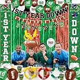 First Year Down Glitter Banner - Football Theme 1st Birthday Party Decor For Boys
