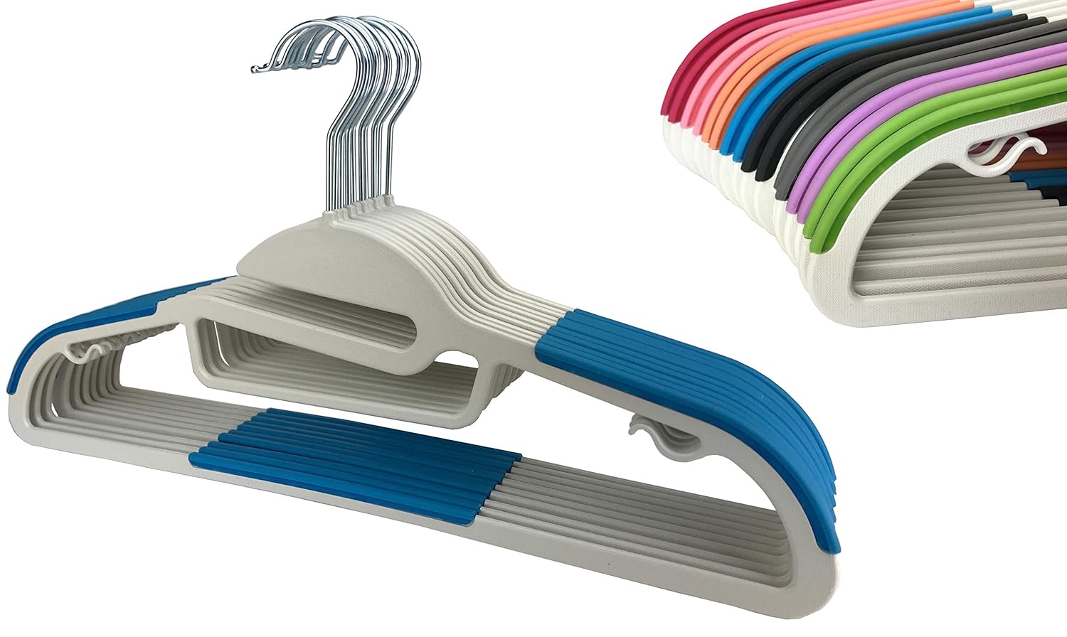 50 Stück Kleiderbügel Schwarz - Platzsparende Garderobenbügel 43cm