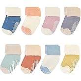 VWU Baby Toddler Kids Ankle Crew Socks with Grips Unisex Warm Thick Cotton Winter Socks 0-10 Years 6/8 Pack
