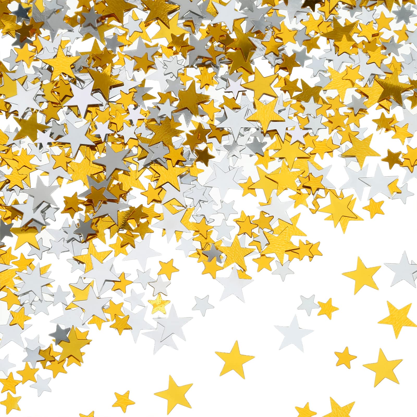 Photo 1 of Hestya 60g Star Confetti Glitter Table Confetti Metallic Foil Stars for Party Wedding Festival Decorations(Gold Silver 60g,10mm and 6mm)