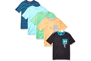 Amazon Essentials Boys and Toddlers' Short-Sleeve T-Shirts (Previously Spotted Zebra), Multipacks