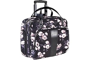 KROSER Rolling Laptop Briefcase-Rose Pattern