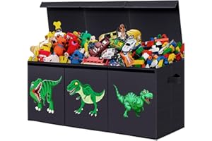 ANNKIE Extra Large Toy Box, Collapsible Sturdy Toy Storage Organizer with Lids, Dinosaur Toy Box for Boys Girls, 40.6"x 14"x16.5" Kids Toy Chest Bin Box Baskets for Living Room, Playroom, Bedroom, Nursery
