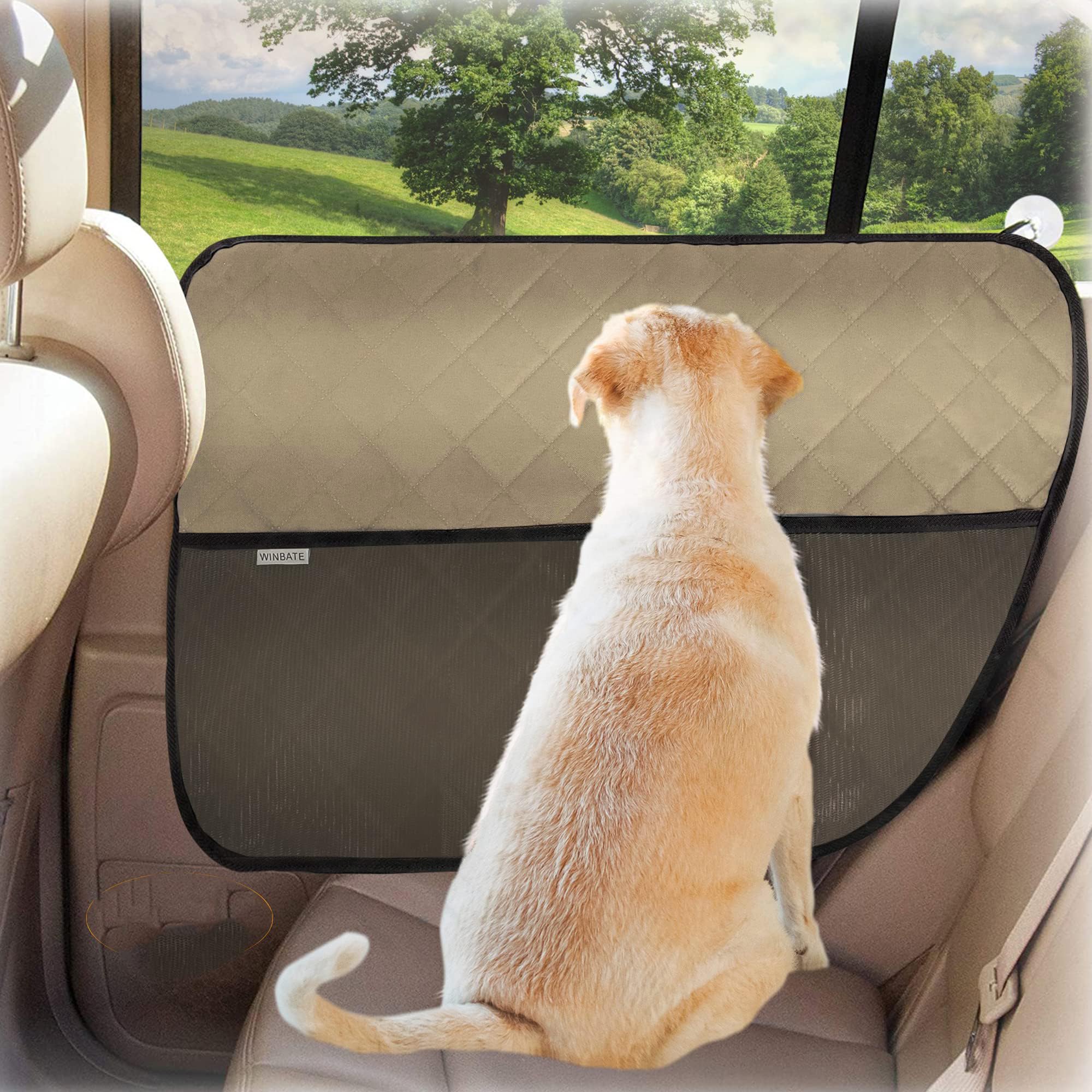 Photo 1 of Winbate 2PCS Car Door Protector for Dogs Pet Car Cover-Waterproof Scratchproof Nonslip Durable Machine Washable (2 Packs Universal Fit) (Cream)