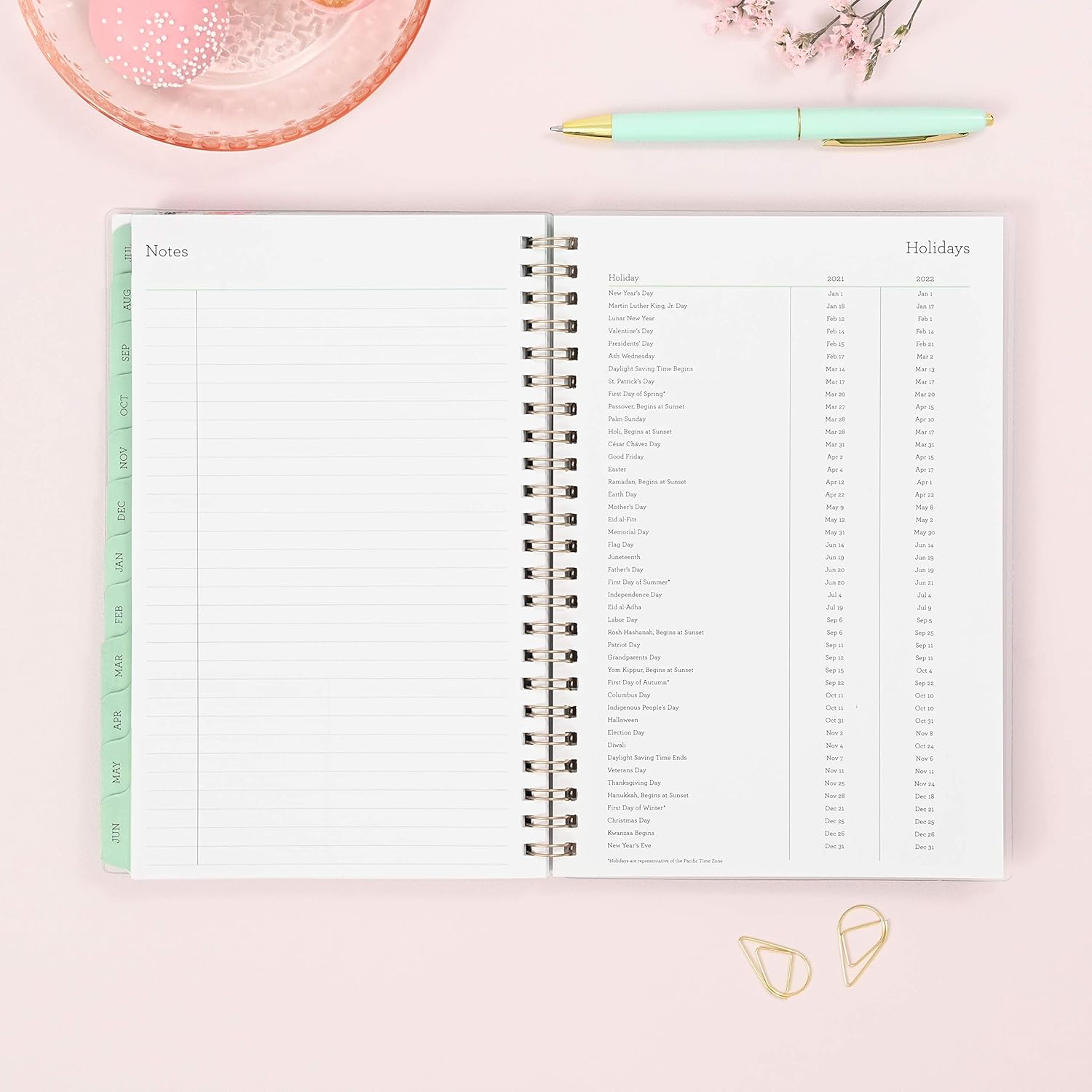 Blue Sky 2021-2022 Academic Year Weekly & Monthly Planner, 5" x 8", Frosted Flexible Cover, Wirebound, Laurel (131949): Office Products