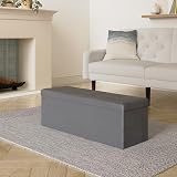 SONGMICS Storage Ottoman Foldable 38x110x38 cm Slate Grey LSF277G51 view 2
