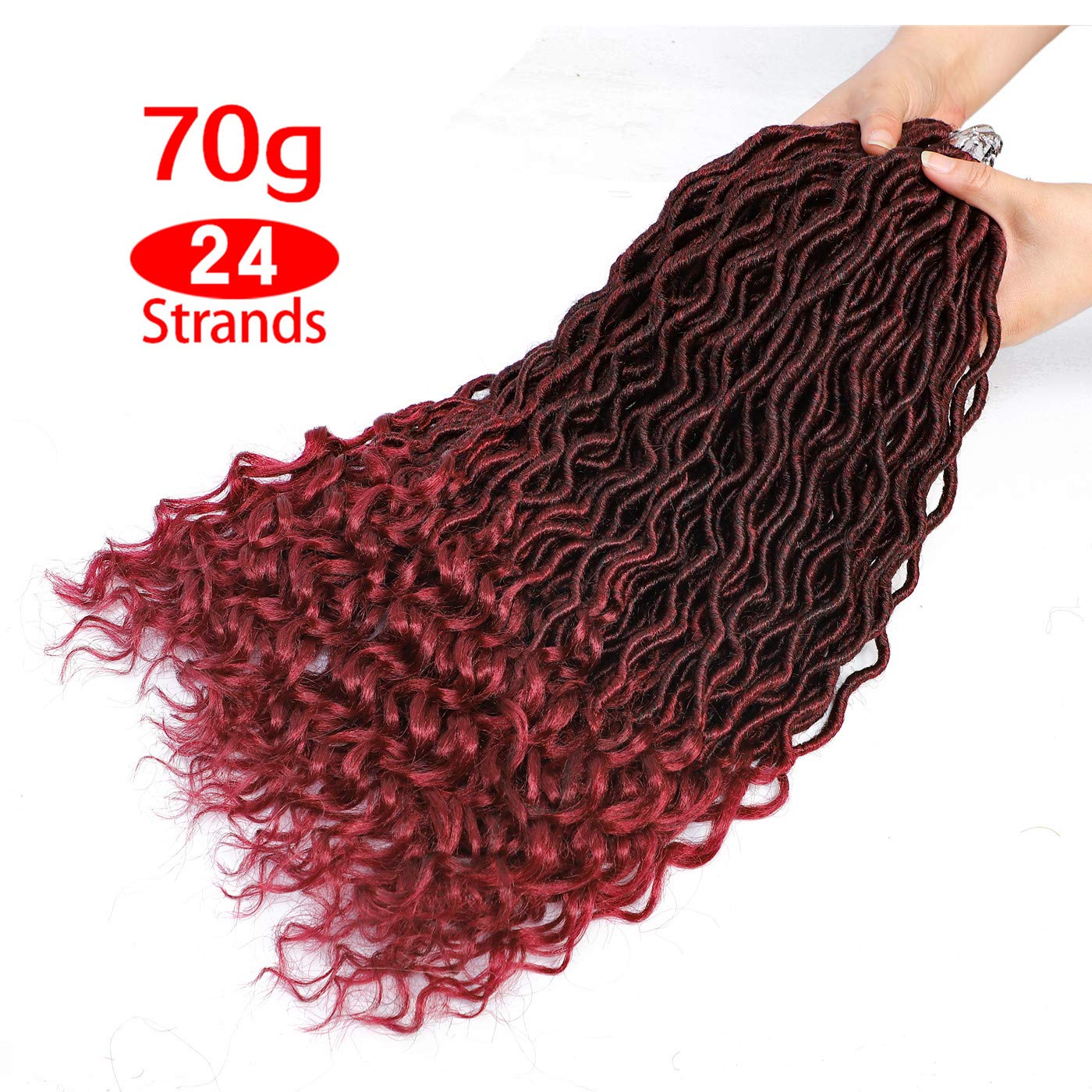 Karida 6Pcs/Lot Curly Faux Locs Crochet Hair Deep Wave Braiding Hair With Curly Ends Crochet Goddess Locs Synthetic Braids Hair Extensions (18inch, T1B/Bug)