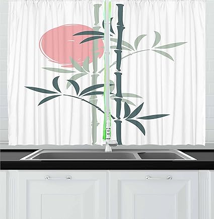 Amazon Com Lunarable Japanese Kitchen Curtains Oriental With