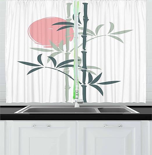 Amazon Com Lunarable Japanese Kitchen Curtains Oriental With
