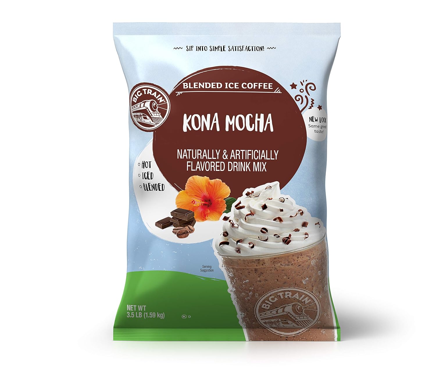 Amazon Com Big Train Blended Ice Coffee Kona Mocha Powdered Instant Coffee Drink Mix 3 5 Pound Packaging May Vary Grocery Gourmet Food