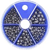 Split Shot Sinkers Combo Assortment 167pcs - 5 Sizes Removable Pure Lead Egg Sinkers &amp; Micro Weights for Trout Fishing | Freshwater &amp;Saltwater Gear with Fly &amp; Ice Fishing Precision | Small Weights Kit