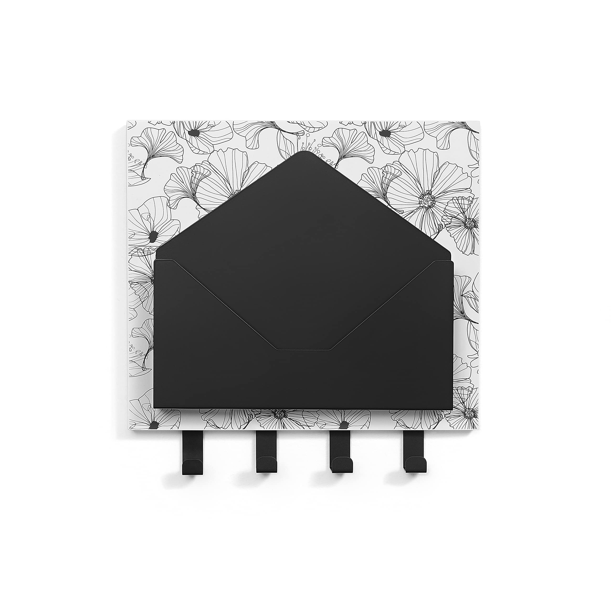 PF BY PROFINEST Letter Holder | Modern | Envelope Holder | Wall Mounted | Decoration | Grey Floral Print