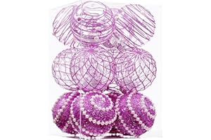 CHRISWISH 12CT Christmas Ball Ornaments Purple Shatterproof Clear Large Plastic Christmas Tree Decoration, Delicate Hanging Ornaments for Xmas Party, Wedding, Holiday and Home Décor(70mm/2.76")