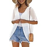 CPOKRTWSO Women's Cardigan Summer Lightweight Casual Short Sleeve Sheer Cardigans for Women Open Front Cover Ups(S-XL)