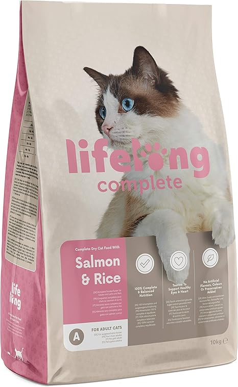 Marque Amazon Lifelong Complete Croquettes Completes Pour Chats Adultes Au Saumon Et Au Riz 1 X 10 Kg Amazon Fr Animalerie