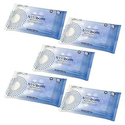 Visibath Large Size Bed Bath Towel (10N per pack) Cleansing & Refreshing wipes Size(320mmx320mm) Set of 5 Packs